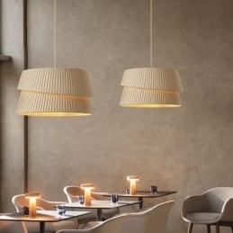 Luminária pendente estilo creme francês abajur de tecido de camada dupla luminária de teto