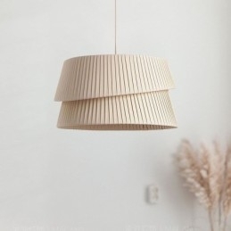 Luminária pendente estilo creme francês abajur de tecido de camada dupla luminária de teto
