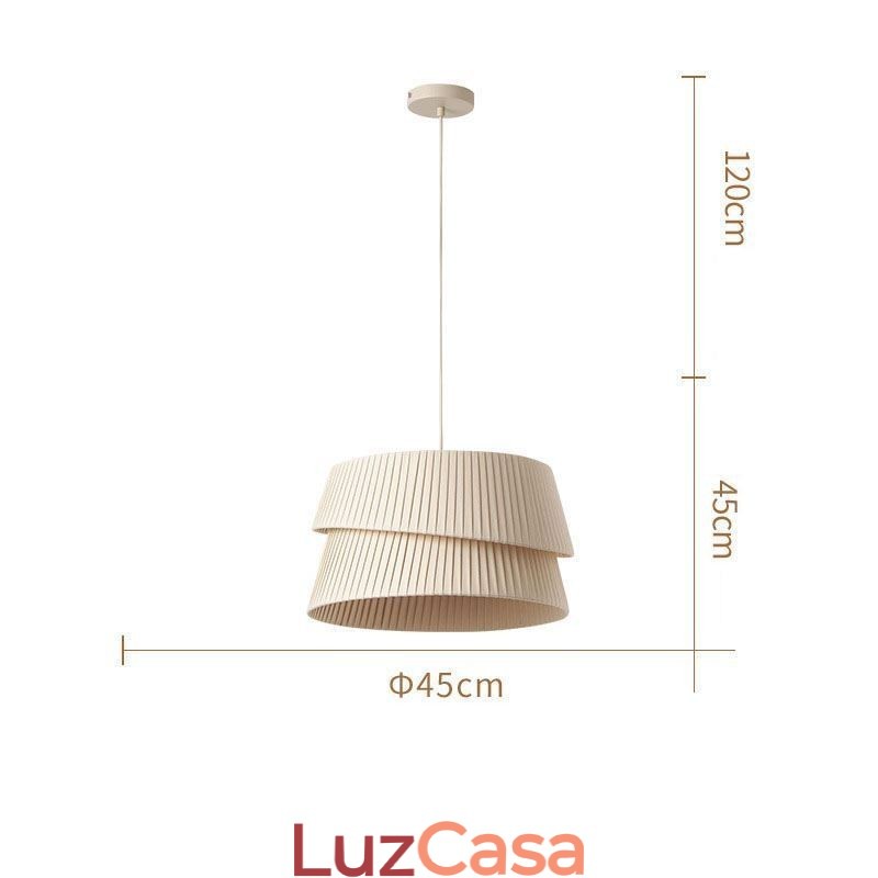 Luminária pendente estilo creme francês abajur de tecido de camada dupla luminária de teto