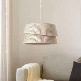 Luminária pendente estilo creme francês abajur de tecido de camada dupla luminária de teto