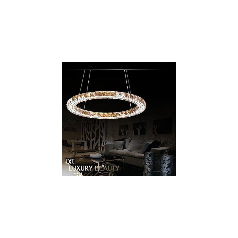 Luminárias pendentes de cristal Luminárias modernas Âmbar K9 Cristal Redondo Anel Único 30CM