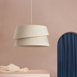 Luminária pendente estilo creme francês abajur de tecido de camada dupla luminária de teto