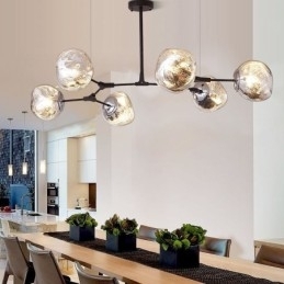 Luminária de teto nórdica moderna com abajur de vidro colorido galvanizado