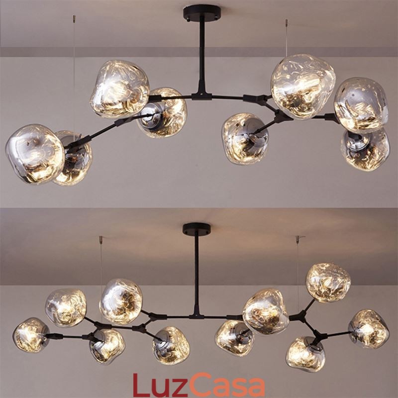 Luminária de teto nórdica moderna com abajur de vidro colorido galvanizado