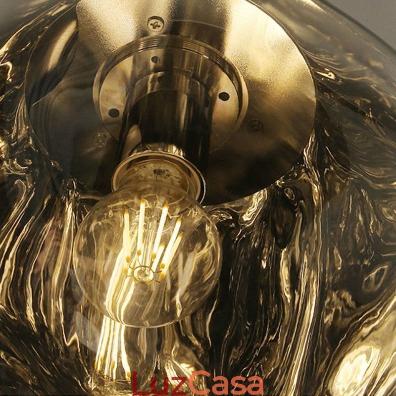 Luminária de teto nórdica moderna com abajur de vidro colorido galvanizado