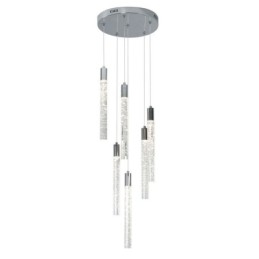 Luminária pendente de cristal cromado, conjunto de colunas, luminária de teto