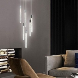 Luminária pendente de cristal cromado, conjunto de colunas, luminária de teto