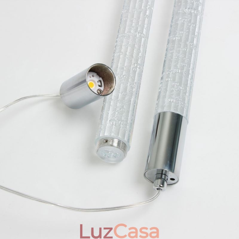Luminária pendente de cristal cromado, conjunto de colunas, luminária de teto