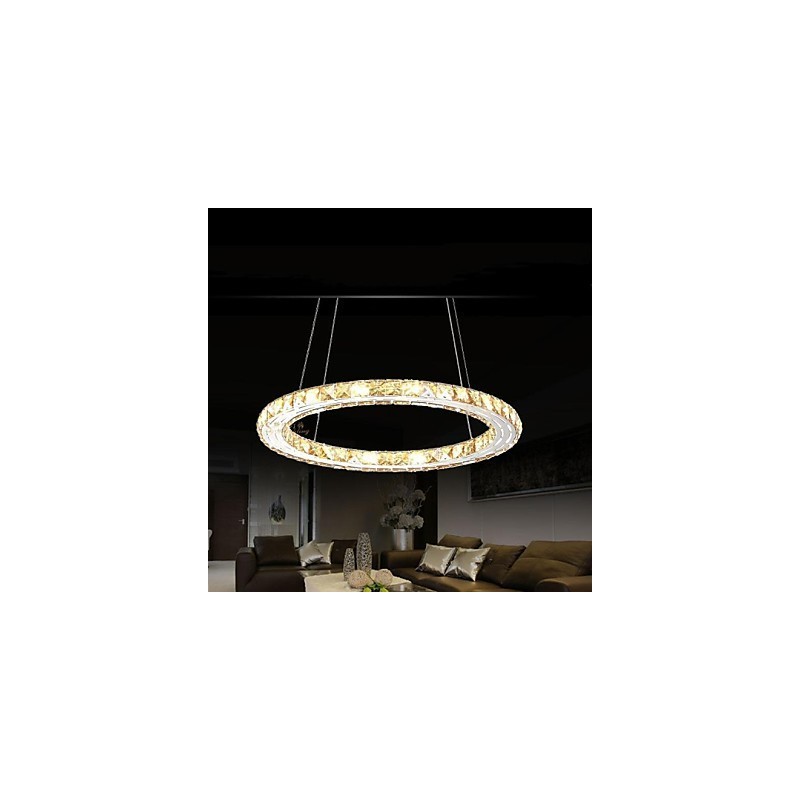 Luminárias pendentes de cristal Luminárias modernas Âmbar K9 Cristal Redondo Anel Único 30CM