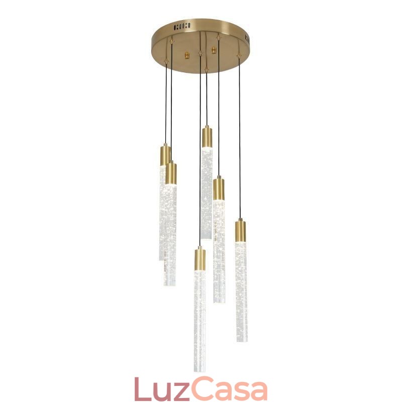 Luminária pendente de cristal de cobre, conjunto de luminárias de teto