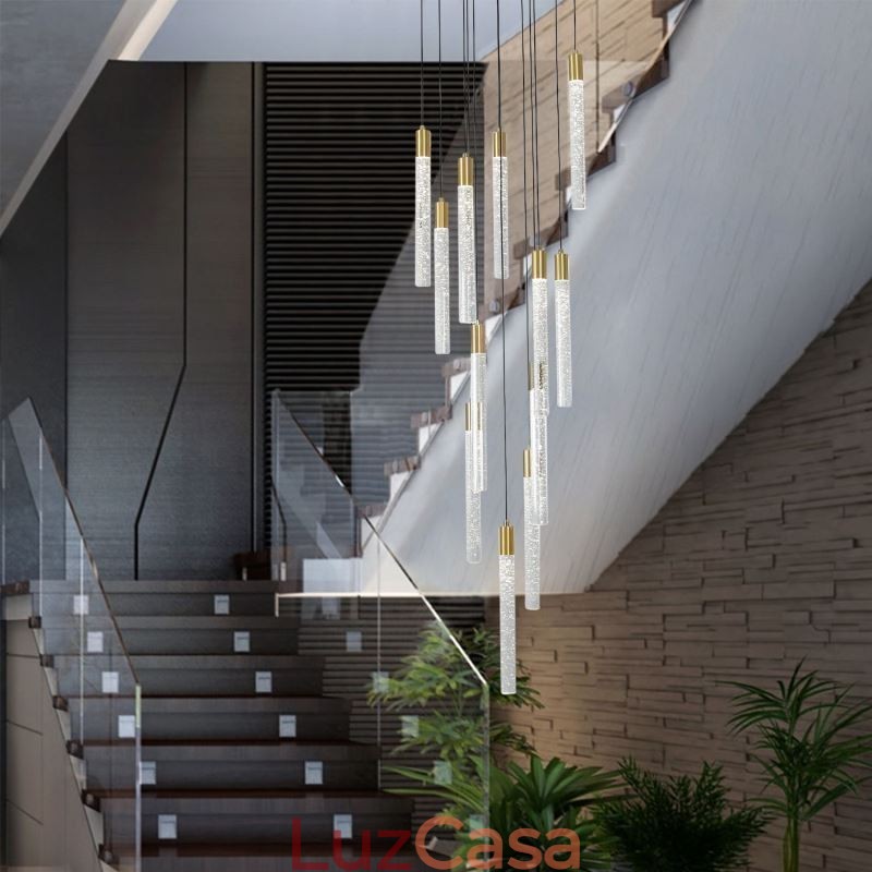 Luminária pendente de cristal de cobre, conjunto de luminárias de teto