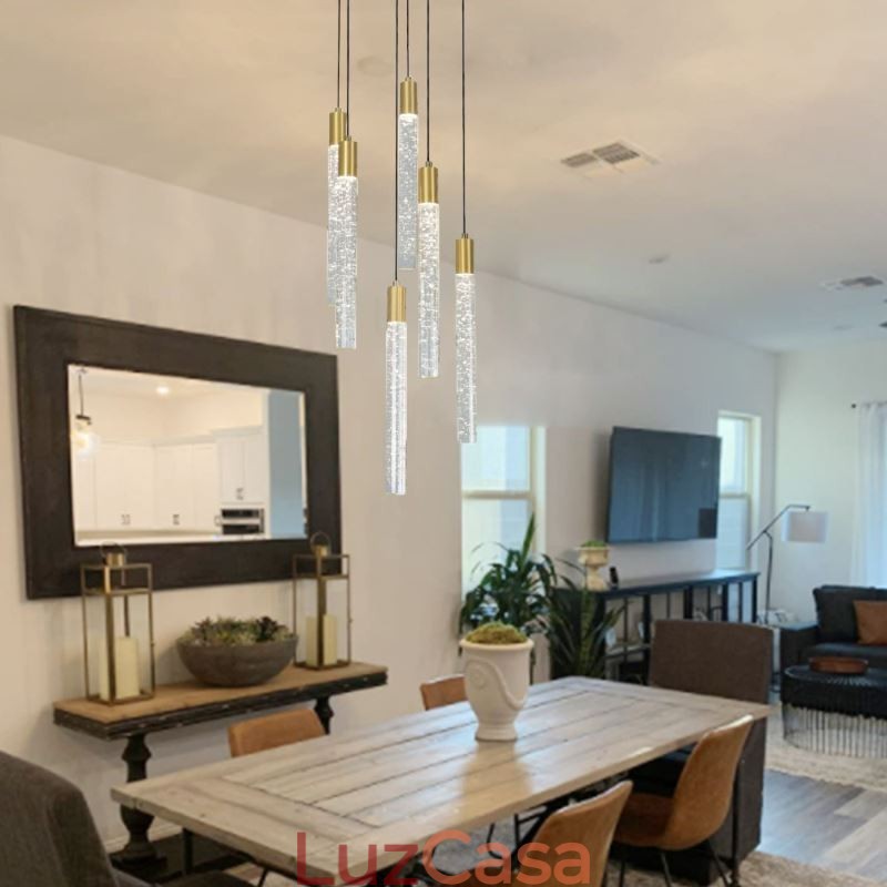 Luminária pendente de cristal de cobre, conjunto de luminárias de teto