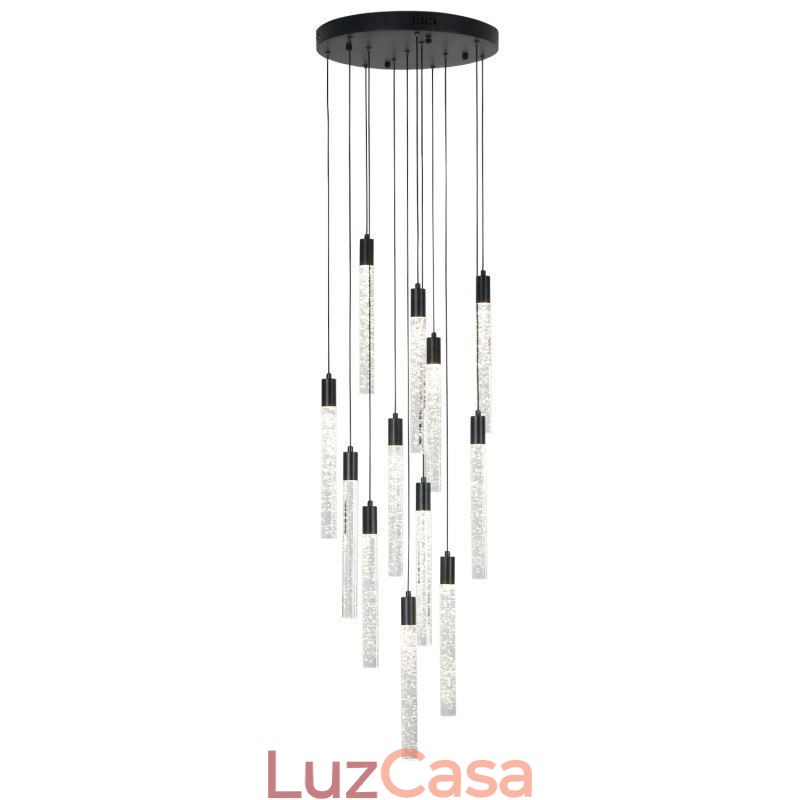 Luminária pendente de cristal preto, coluna, conjunto de luminárias de teto