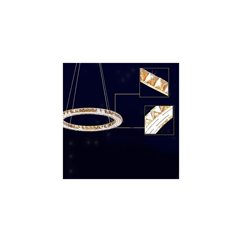 Luminárias pendentes de cristal Luminárias modernas Âmbar K9 Cristal Redondo Anel Único 30CM