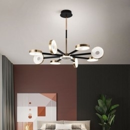 Luminária pendente minimalista com nove cabeças em formato de círculo