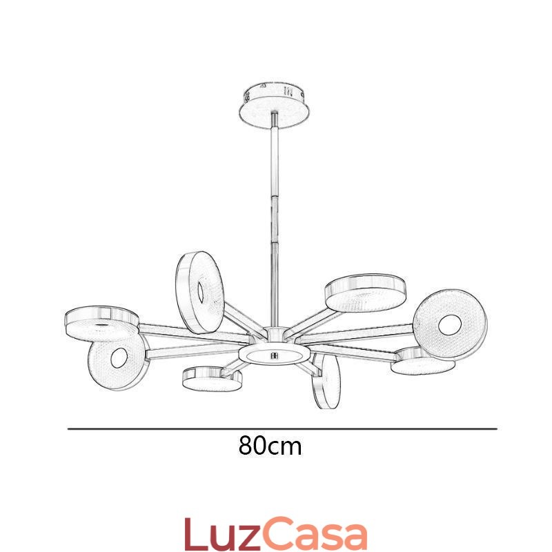 Luminária pendente minimalista com nove cabeças em formato de círculo