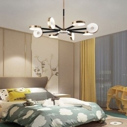 Luminária pendente minimalista com nove cabeças em formato de círculo