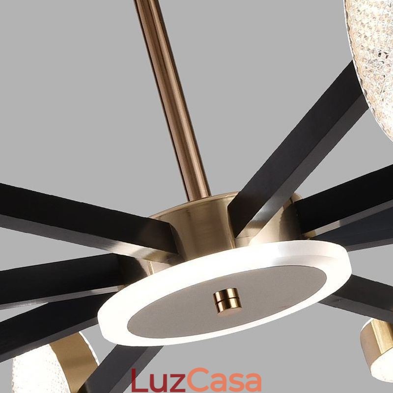 Luminária pendente minimalista com nove cabeças em formato de círculo
