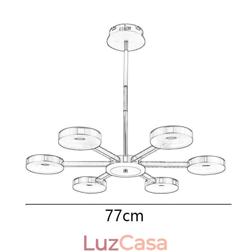 Pendente Minimalista Sete Cabeças Círculo Teto Luz
