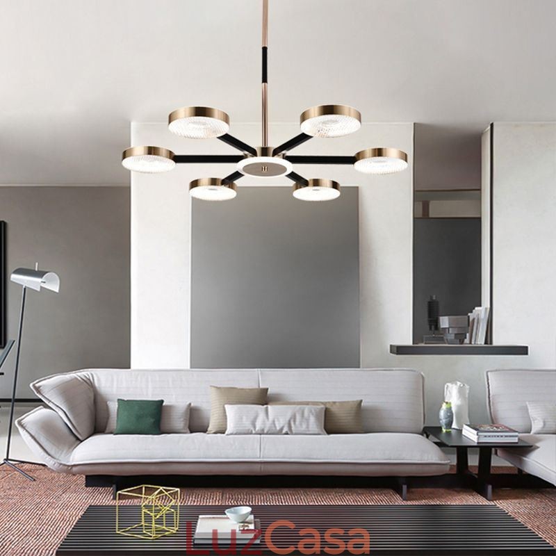 Pendente Minimalista Sete Cabeças Círculo Teto Luz