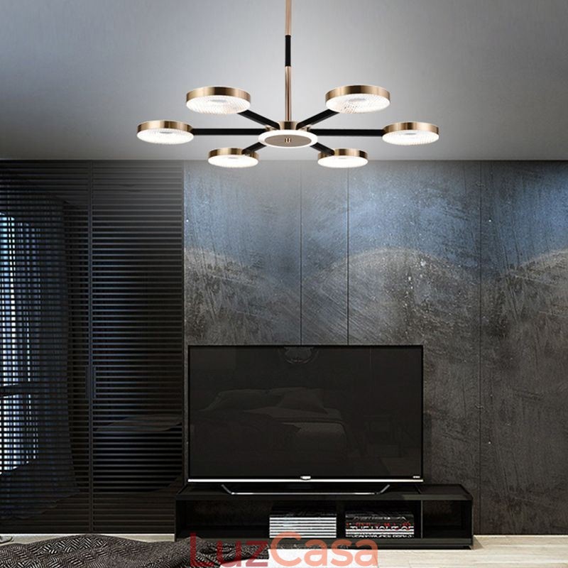 Pendente Minimalista Sete Cabeças Círculo Teto Luz