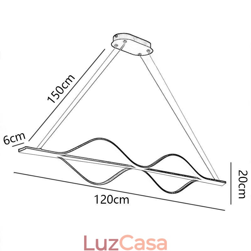 Luminária de teto minimalista pendente Wave Light