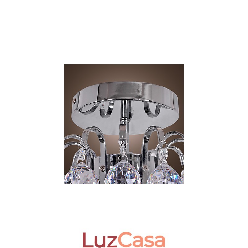 Lustre de cristal moderno contemporâneo estilo mini metal galvanizado montagem embutida