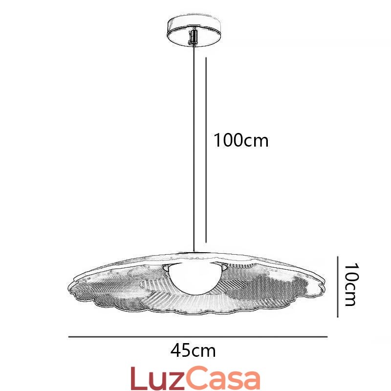 Luminária pendente de acrílico com flor de panela para teto