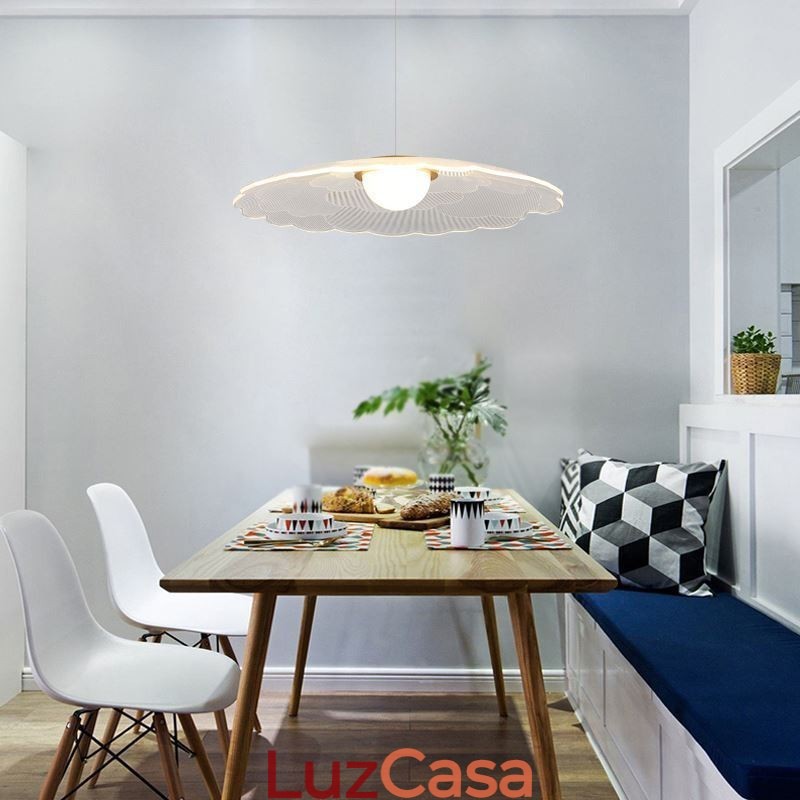Luminária pendente de acrílico com flor de panela para teto