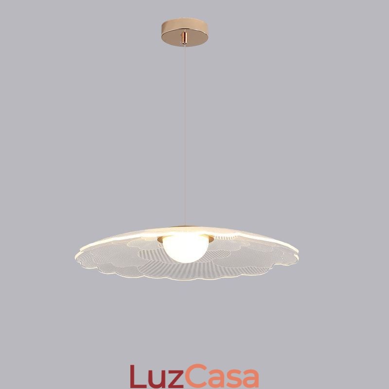 Luminária pendente de acrílico com flor de panela para teto