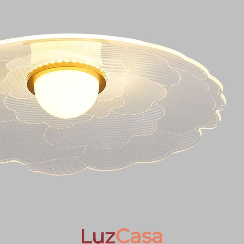Luminária pendente de acrílico com flor de panela para teto