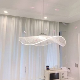 Pendente de acrílico com folha de lótus, luminária de teto