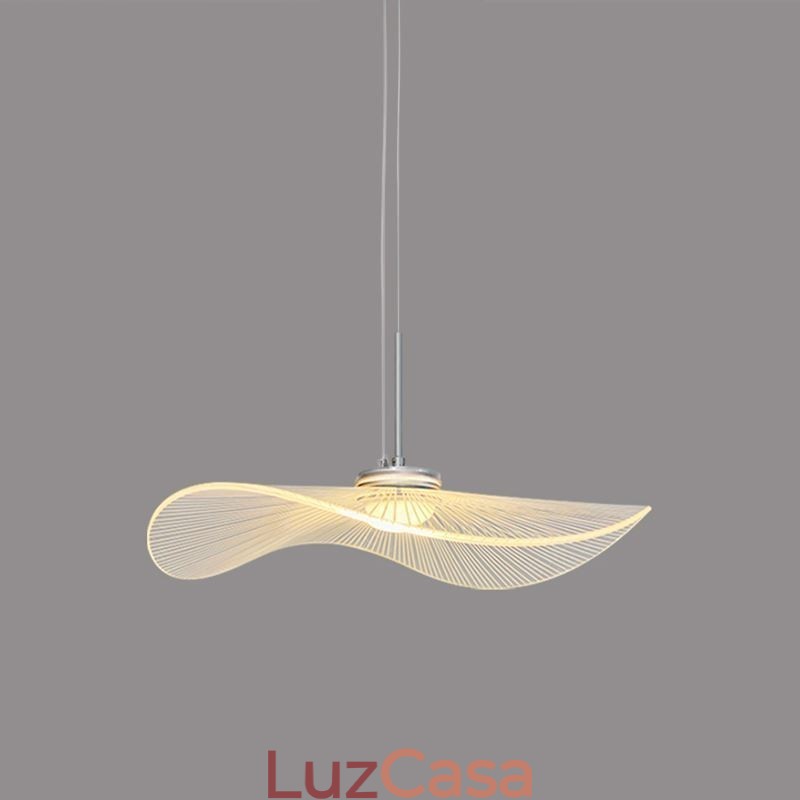 Pendente de acrílico com folha de lótus, luminária de teto