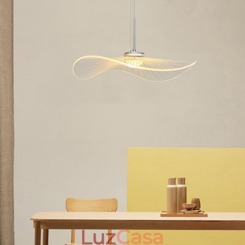 Pendente de acrílico com folha de lótus, luminária de teto