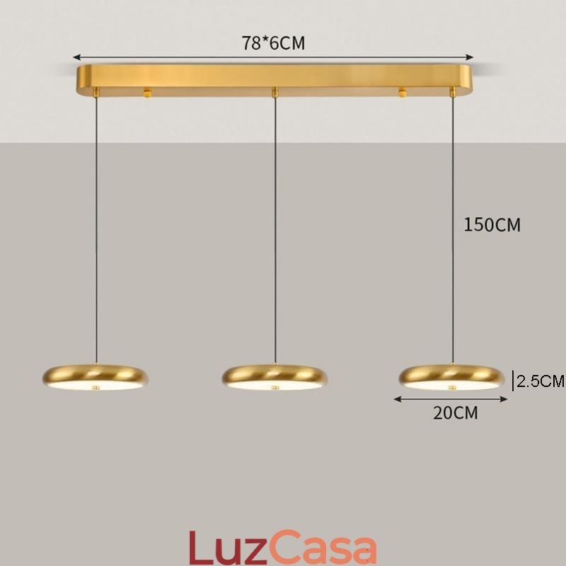Luminária de teto com três cabeças, luminária pendente
