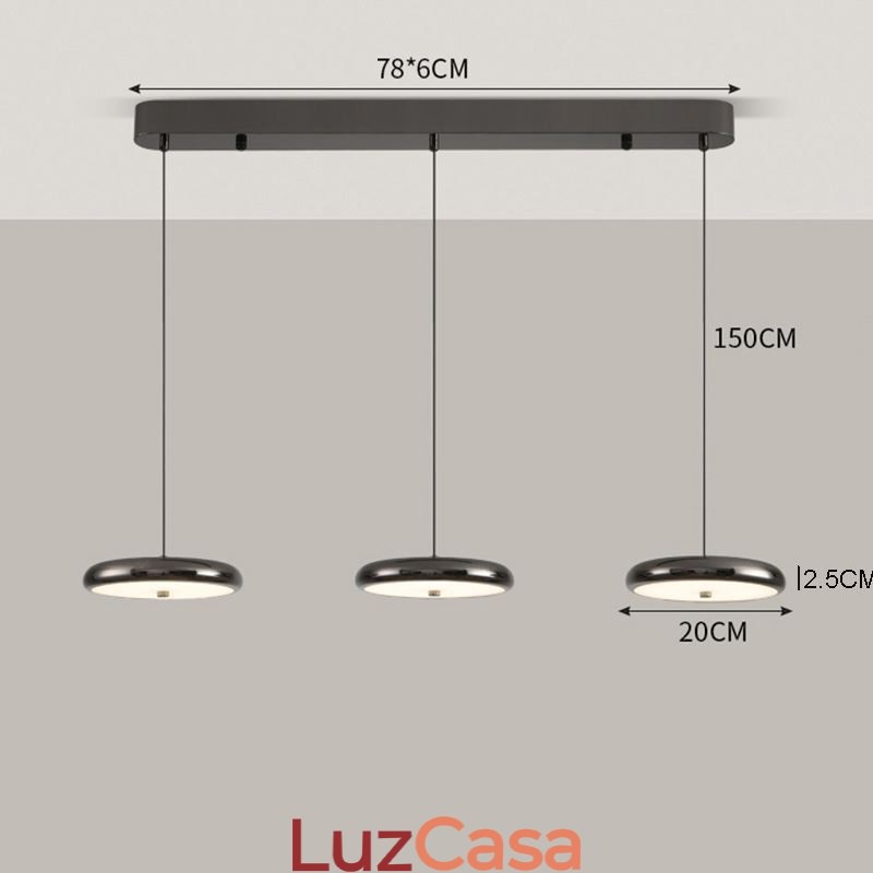 Luminária de teto com três cabeças, luminária pendente