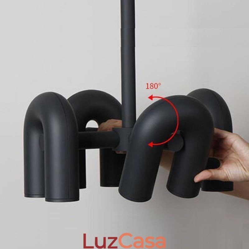 Luminária pendente redonda de ferro forjado em forma de U, luminária de teto com rotação de 90 graus