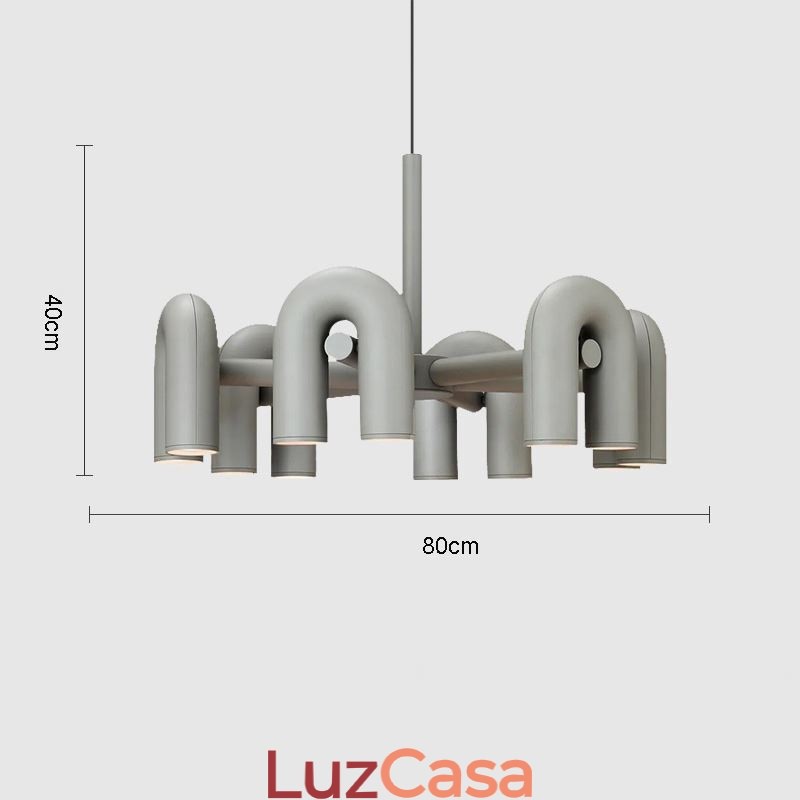 Luminária pendente redonda de ferro forjado em forma de U, luminária de teto com rotação de 90 graus