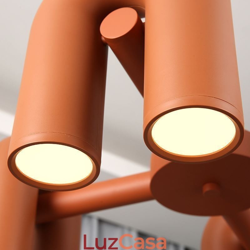 Luminária pendente redonda de ferro forjado em forma de U, luminária de teto com rotação de 90 graus