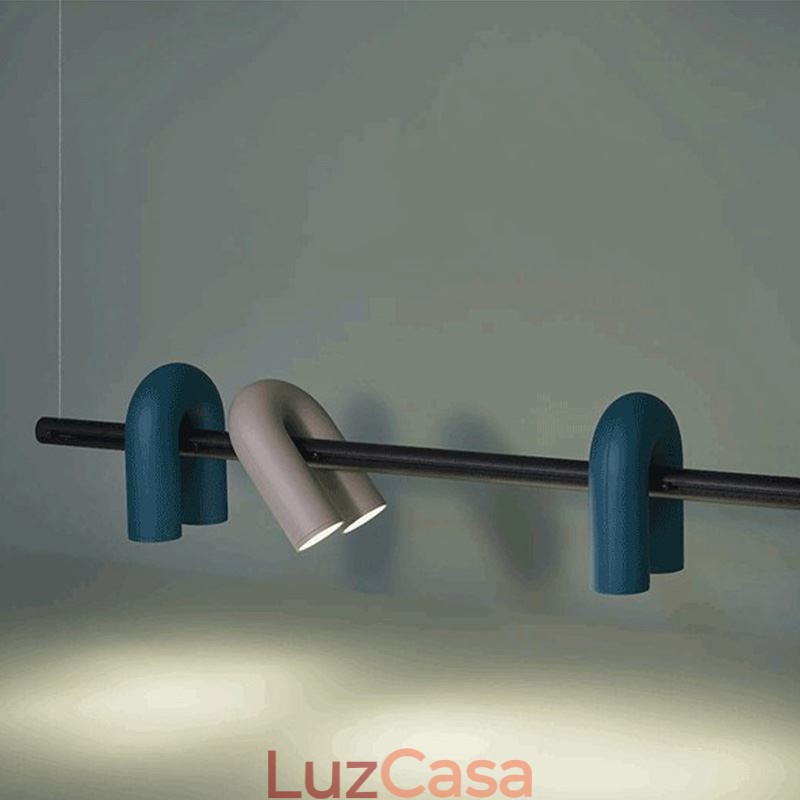 Luminária de teto em ferro forjado em forma de U Luminária pendente 90° Rotativa