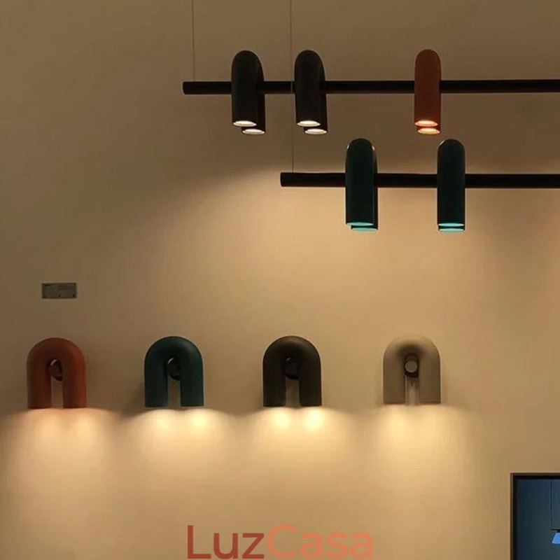 Luminária de teto em ferro forjado em forma de U Luminária pendente 90° Rotativa