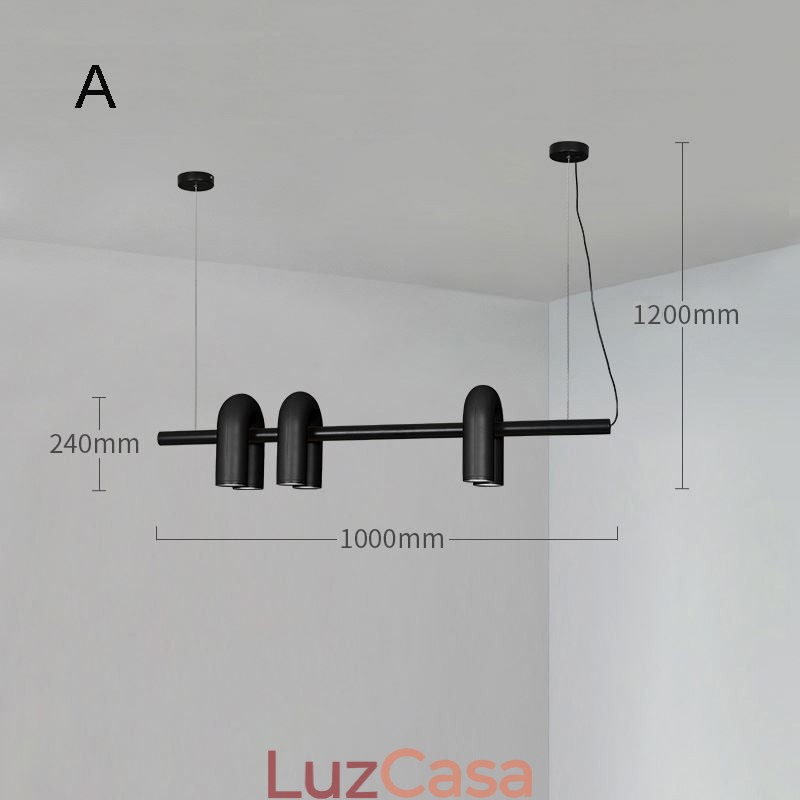 Luminária de teto em ferro forjado em forma de U Luminária pendente 90° Rotativa