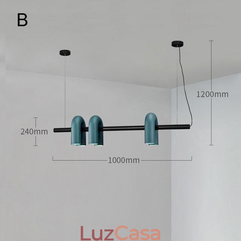 Luminária de teto em ferro forjado em forma de U Luminária pendente 90° Rotativa