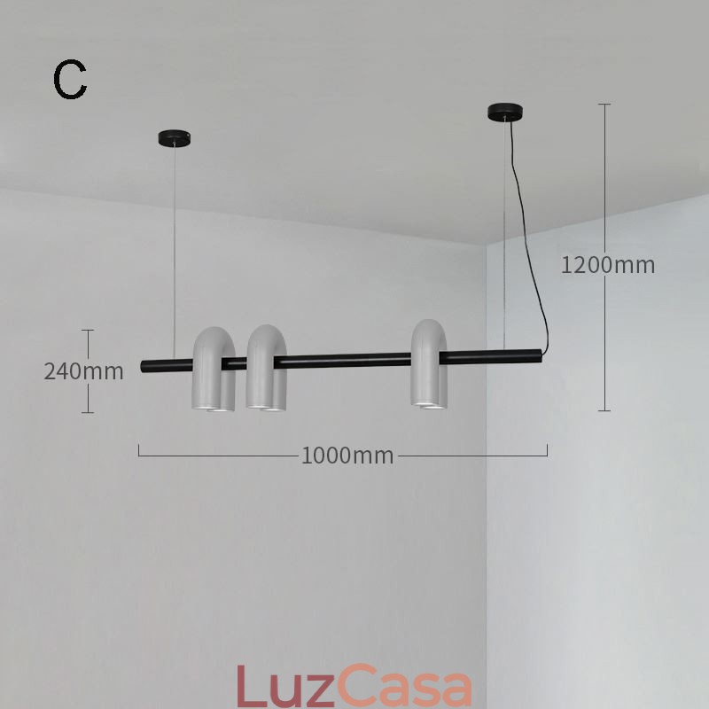 Luminária de teto em ferro forjado em forma de U Luminária pendente 90° Rotativa
