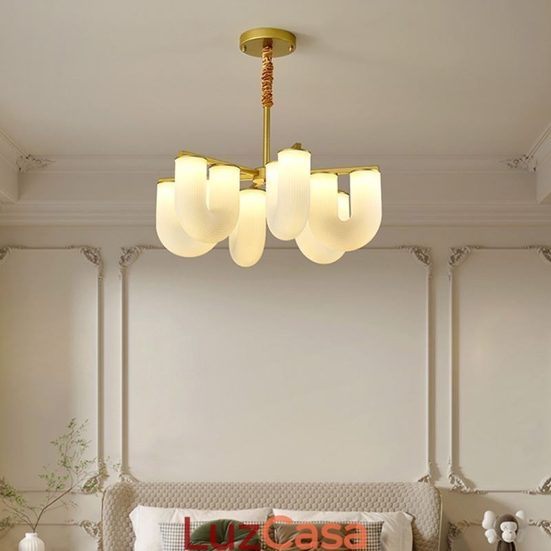 Lustre em formato de U estilo creme francês luz pendente