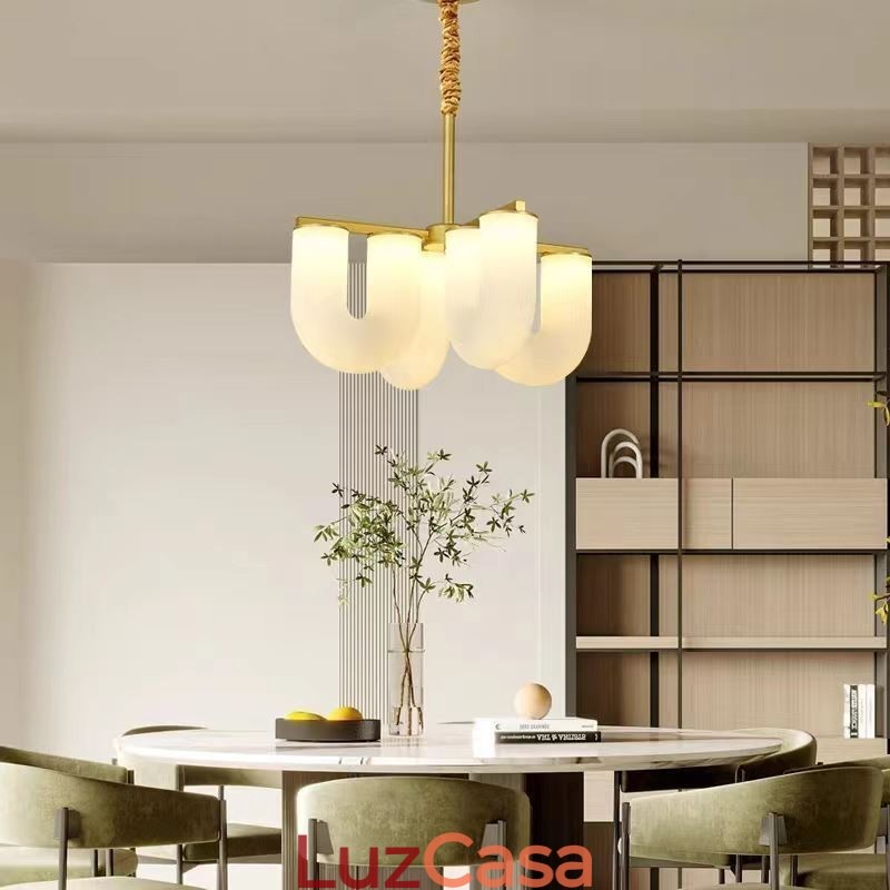 Lustre em formato de U estilo creme francês luz pendente