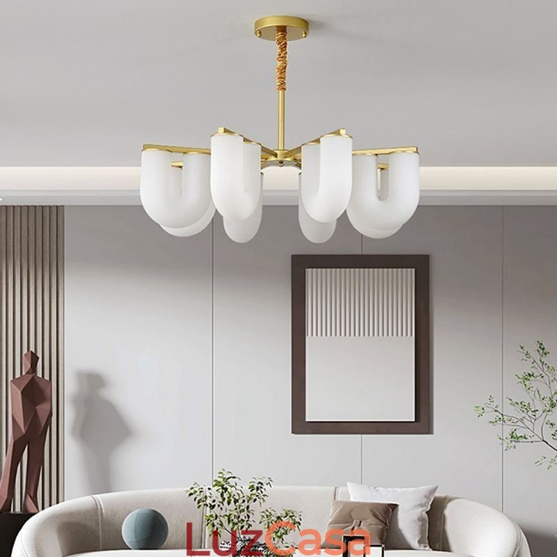 Lustre em formato de U estilo creme francês luz pendente