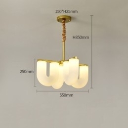 Lustre em formato de U estilo creme francês luz pendente