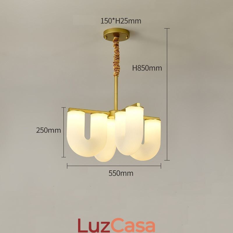 Lustre em formato de U estilo creme francês luz pendente