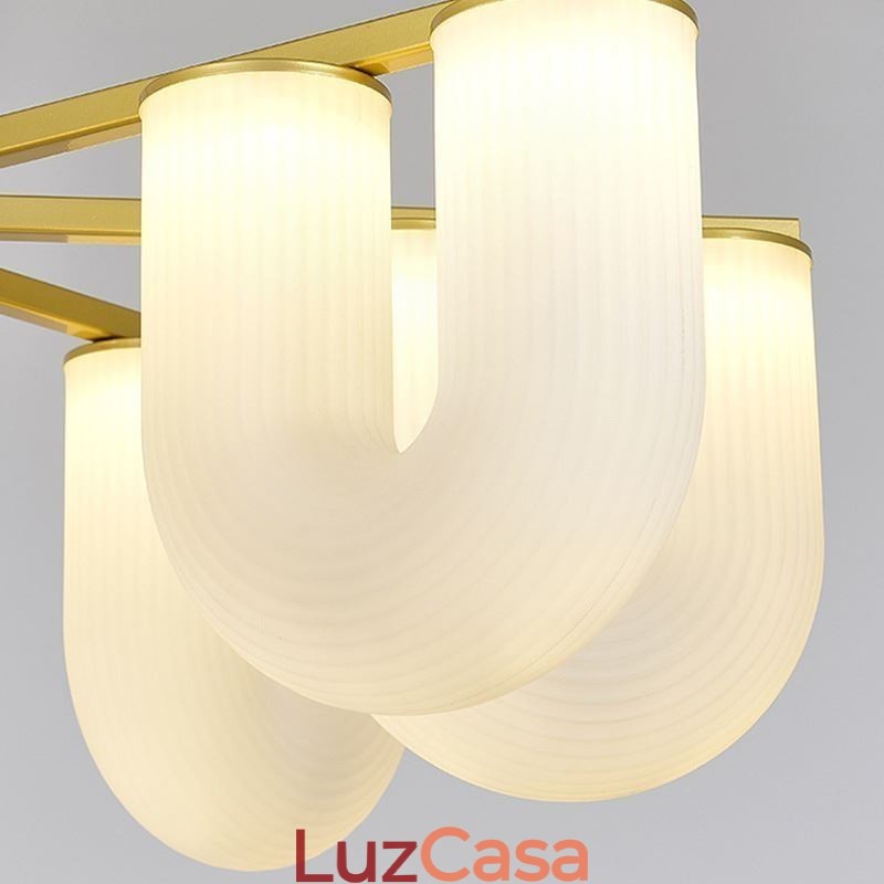 Lustre em formato de U estilo creme francês luz pendente